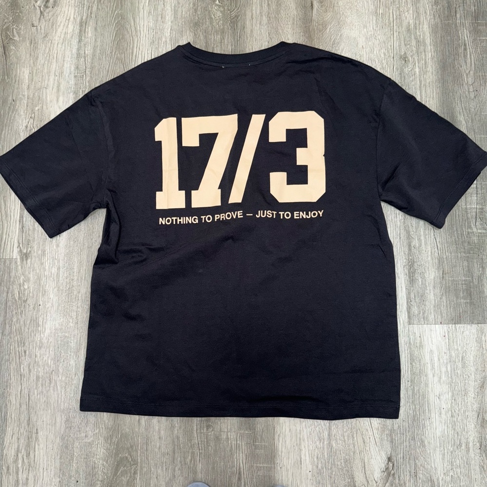 Zara Graphic Tee - Black with Beige Print